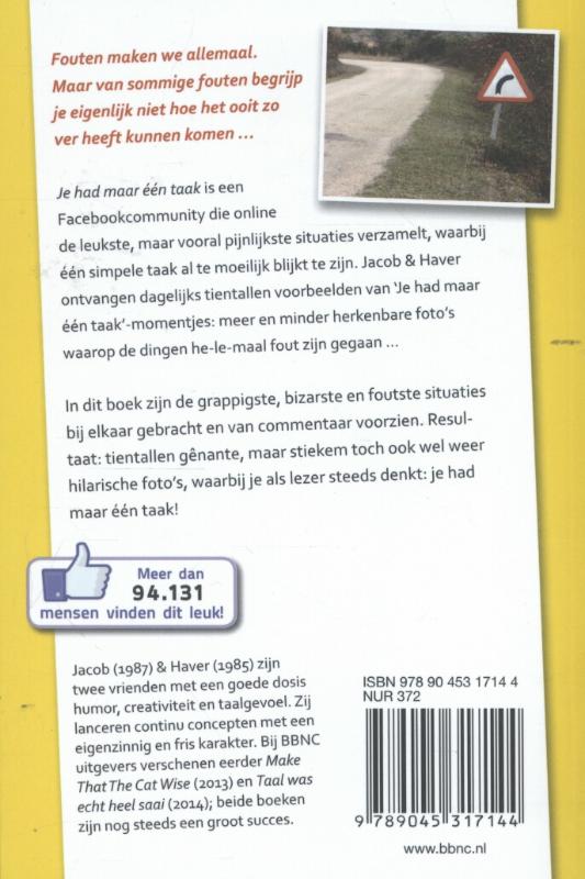 Achterkant van Je had maar een taak!