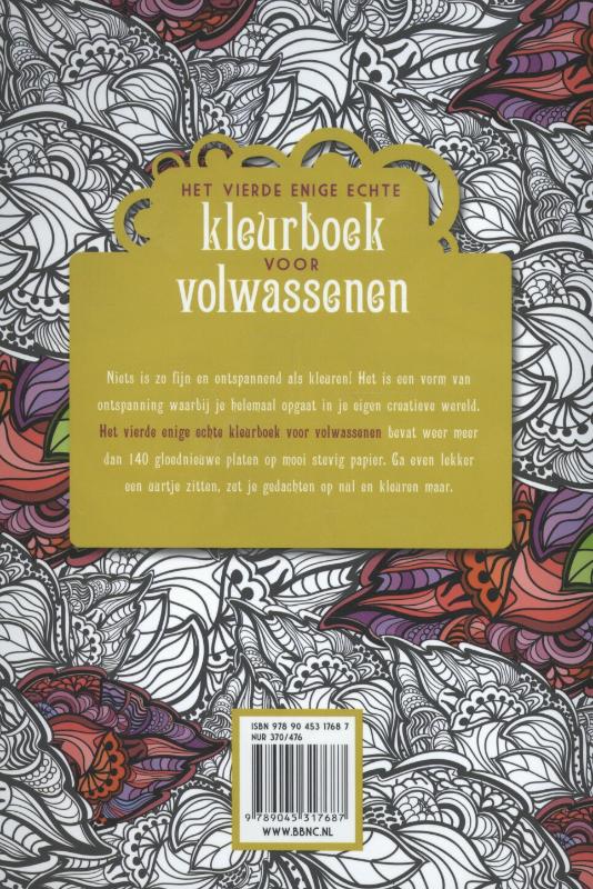 Achterkant van Het vierde enige echte kleurboek voor volwassenen