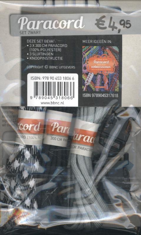Achterkant van De enige echte paracord set voor volwassenen zwart