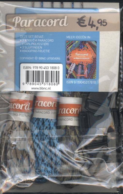 Achterkant van De enige echte paracord knoopsets voor volwassenen blauw