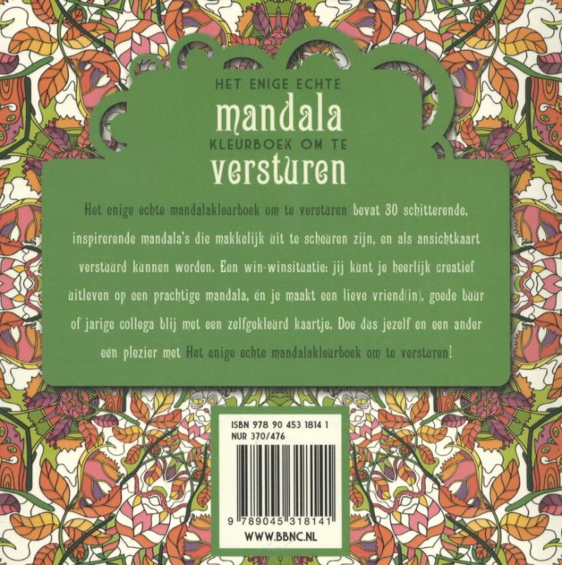 Achterkant van Het enige echte mandalakleurboek om te versturen