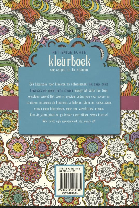Achterkant van Het enige echte kleurboek om samen in te kleuren