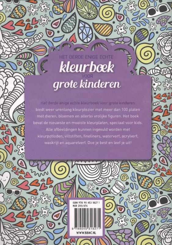 Achterkant van Het derde enige echte kleurboek voor grote kinderen