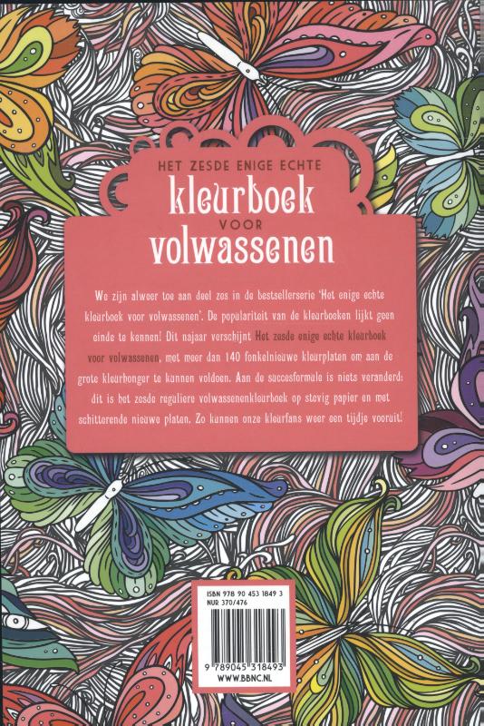 Achterkant van Het zesde enige echte kleurboek voor volwassenen