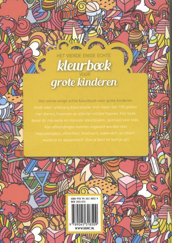 Achterkant van Het vierde enige echte kleurboek voor grote kinderen
