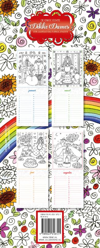 Achterkant van De enige echte Dikke Dames verjaardagskleurkalender