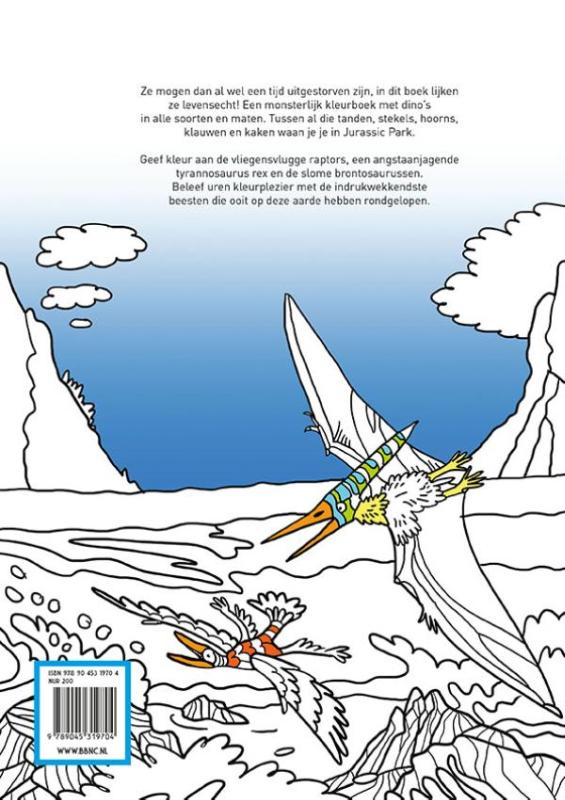 Achterkant van Dinosaurus kleurboek