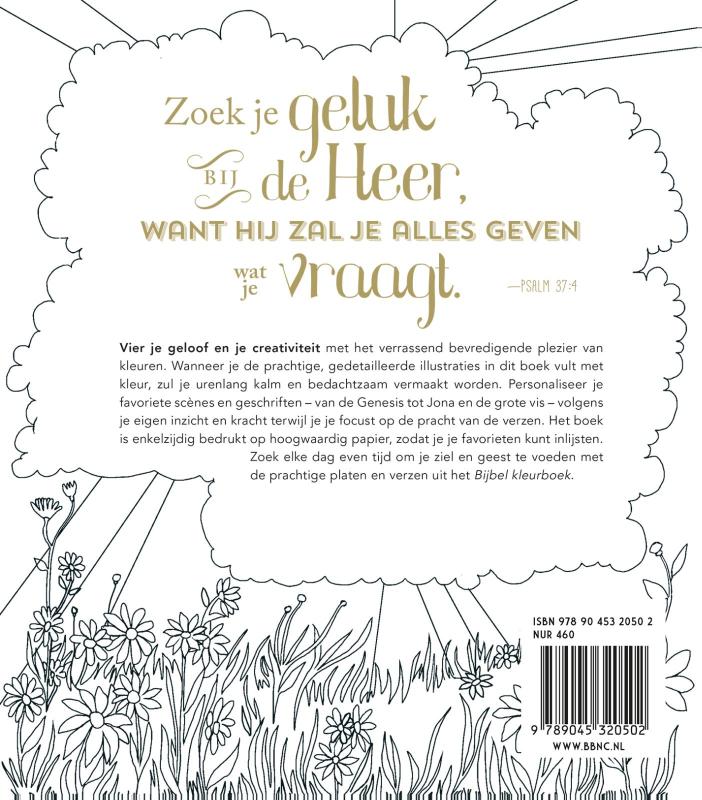 Achterkant van Bijbel kleurboek