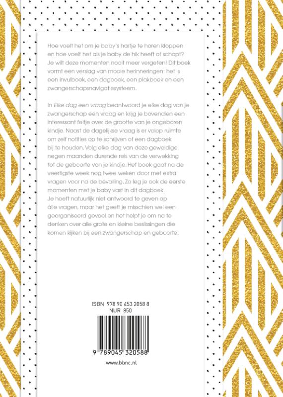 Achterkant van Elke dag een vraag - een zwangerschapsdagboek voor negen maanden