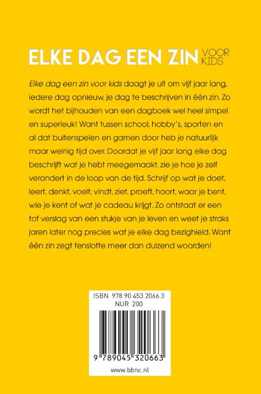 Achterkant van Elke dag een zin voor kids