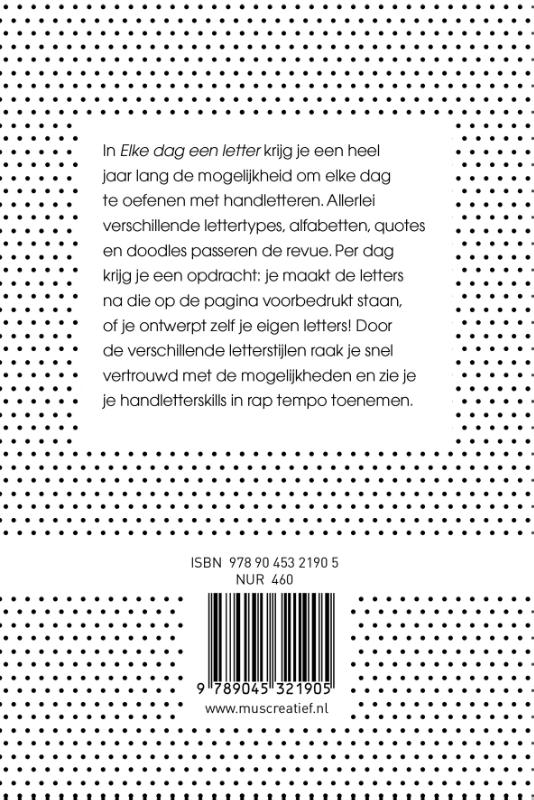 Achterkant van Elke dag een letter