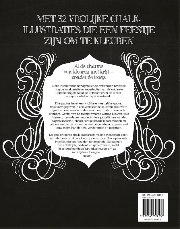 Achterkant van Chalk letteren Feest kleurboek