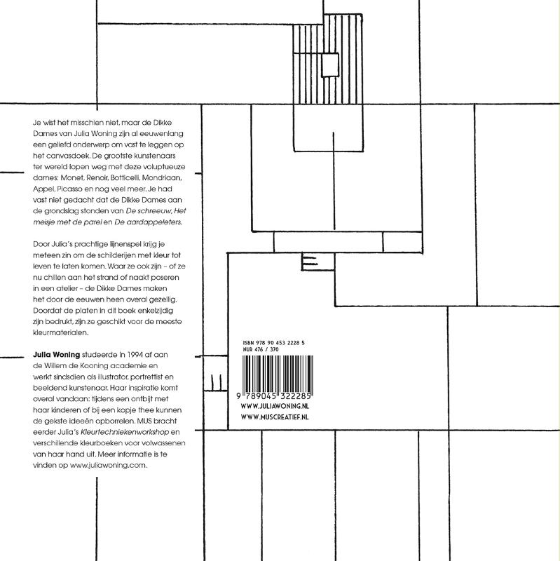Achterkant van Dikke Dames in de schilderkunst kleurboek