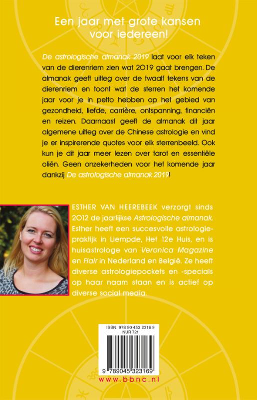 Achterkant van De astrologische almanak 2019