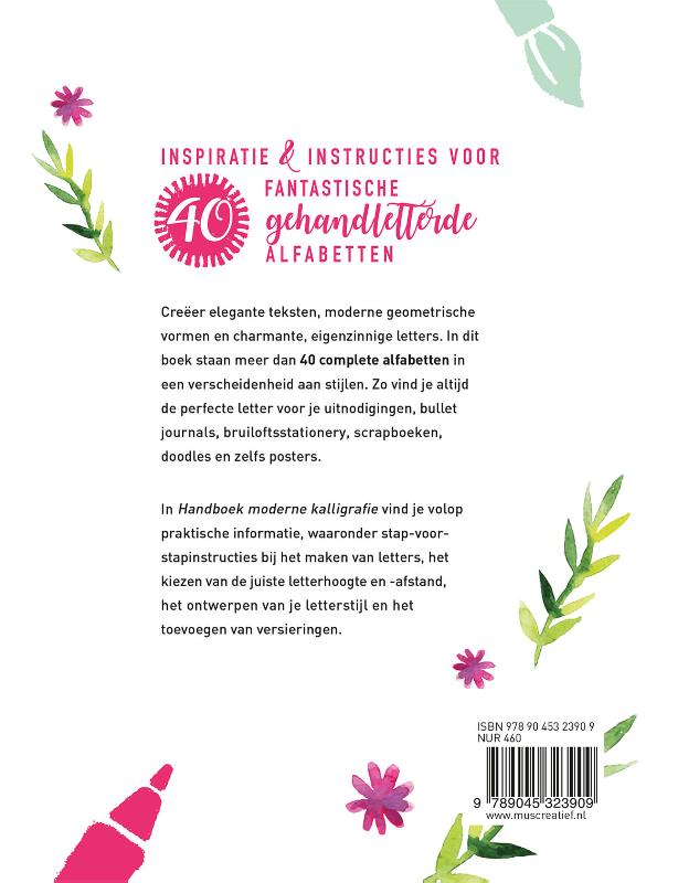 Achterkant van Handboek moderne kalligrafie