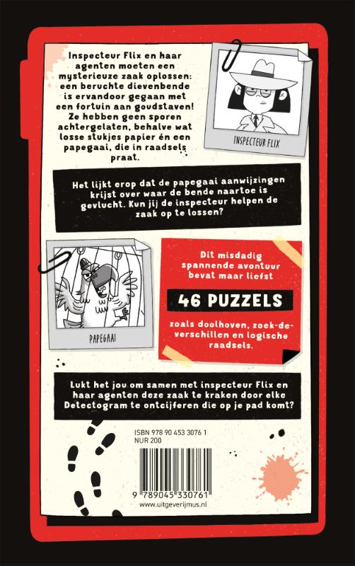 Achterkant van De papegaai die in raadsels praat