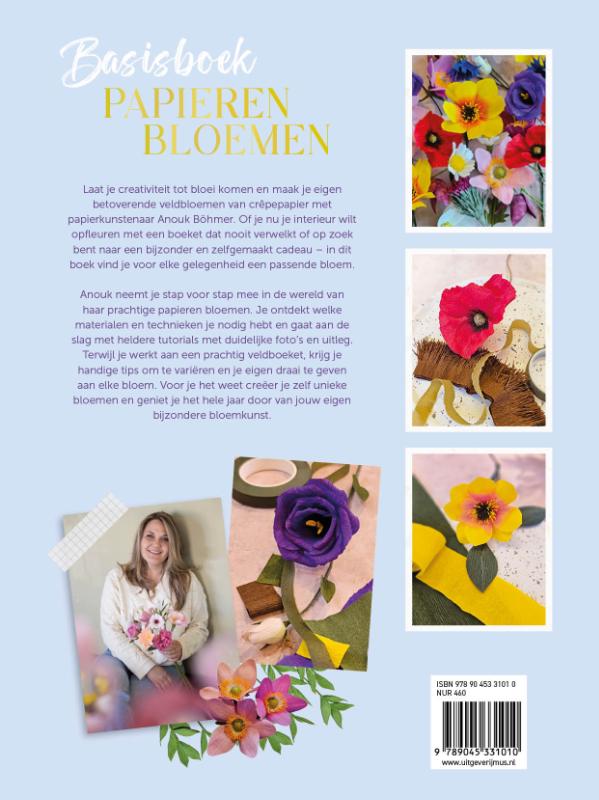 Achterkant van Basisboek papieren bloemen