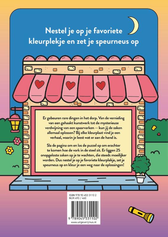 Achterkant van Cute & Cosy Misdaadpuzzelboek