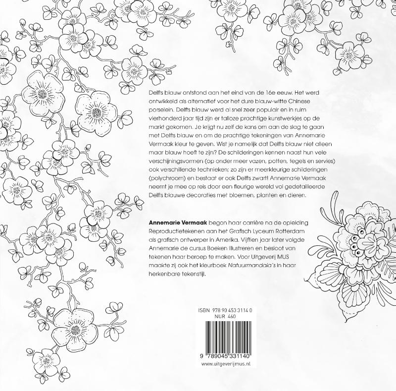 Achterkant van Delfts Blauw flora & fauna kleurboek