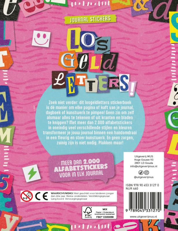 Achterkant van Losgeldletters stickerboek