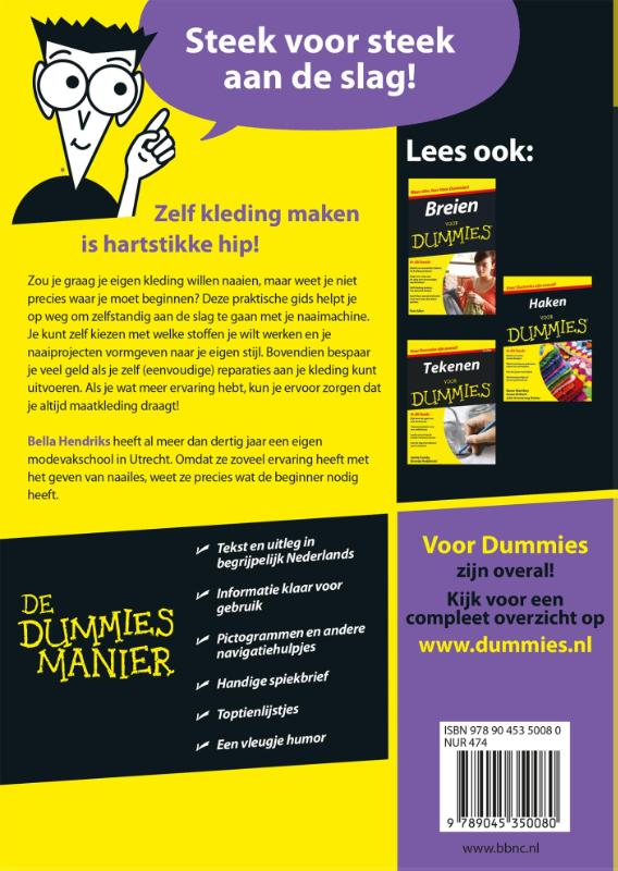 Achterkant van Naaien voor Dummies