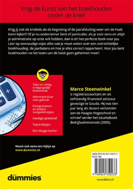 Achterkant van Boekhouden voor Dummies