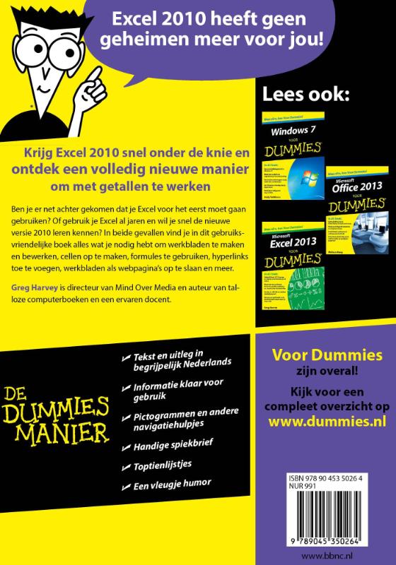 Achterkant van Excel 2010 voor Dummies