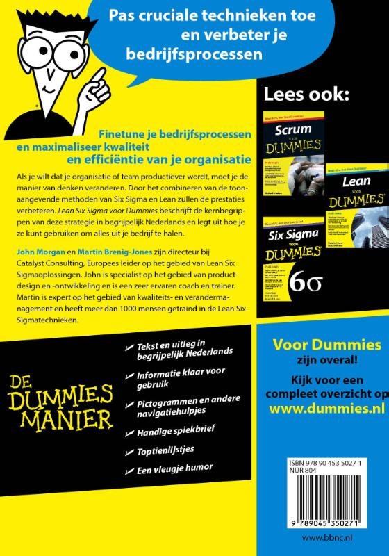 Achterkant van Lean six sigma voor Dummies