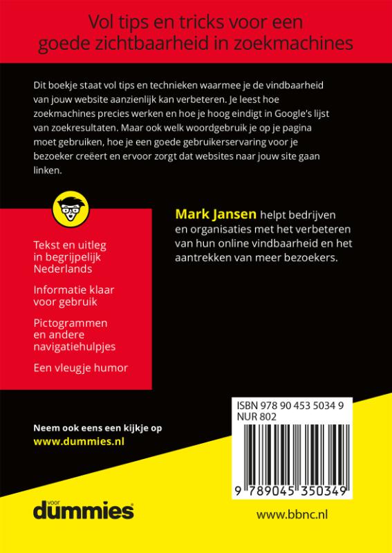 Achterkant van De kleine SEO voor Dummies
