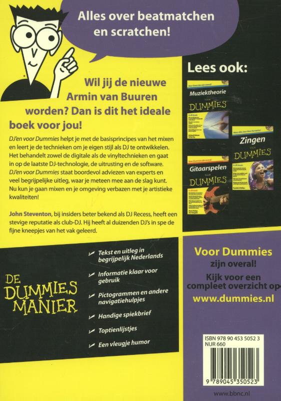Achterkant van DJ'en voor Dummies