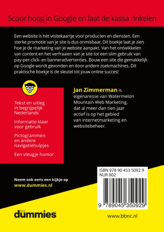 Achterkant van De kleine je website promoten voor Dummies