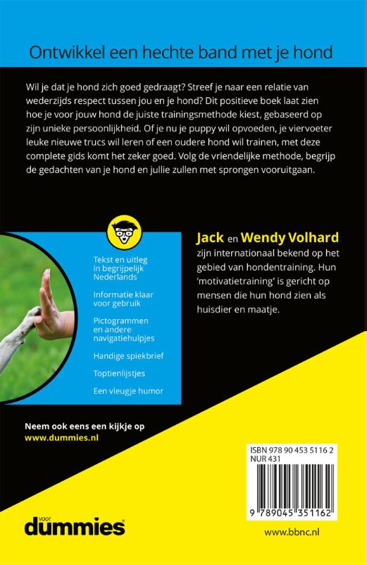 Achterkant van Honden opvoeden en trainen voor dummies