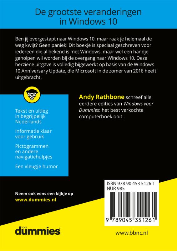 Achterkant van De kleine overstappen naar Windows 10 voor Dummies