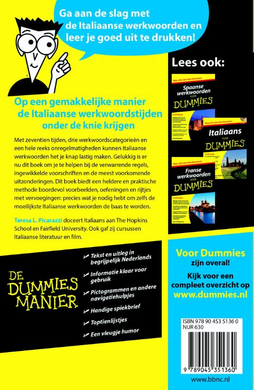 Achterkant van Italiaanse werkwoorden voor Dummies