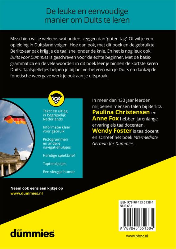 Achterkant van Duits voor Dummies