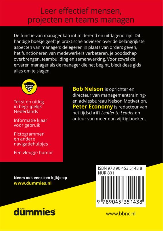 Achterkant van De kleine Managen voor Dummies