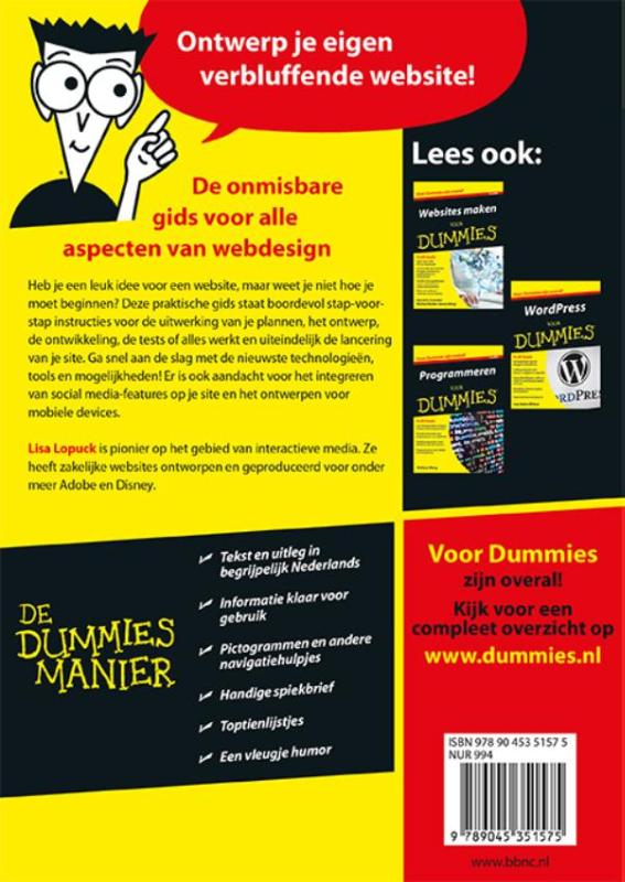 Achterkant van Webdesign voor Dummies