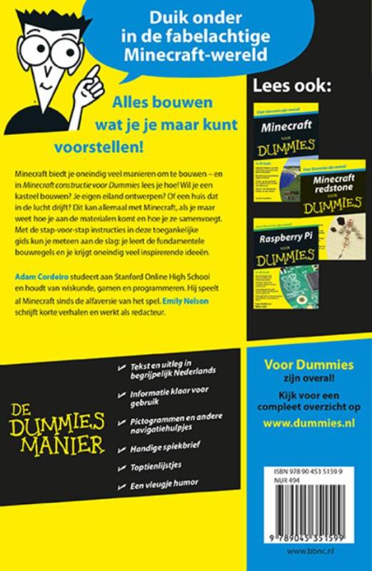 Achterkant van Minecraft constructie voor Dummies