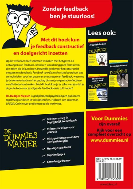Achterkant van Feedback voor Dummies