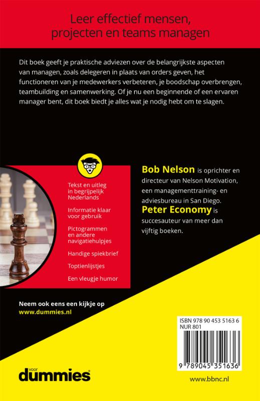 Achterkant van Managen voor Dummies