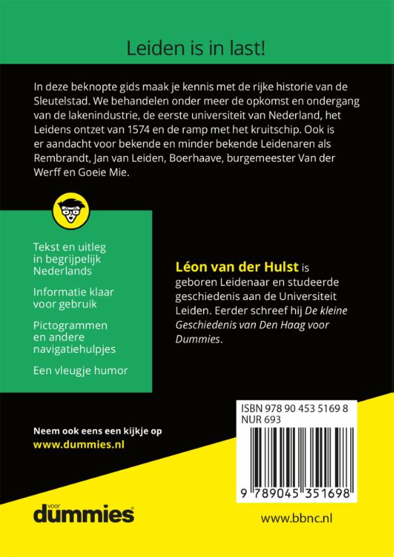 Achterkant van De kleine geschiedenis van Leiden voor Dummies