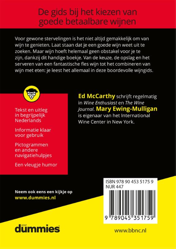 Achterkant van De kleine wijn voor Dummies