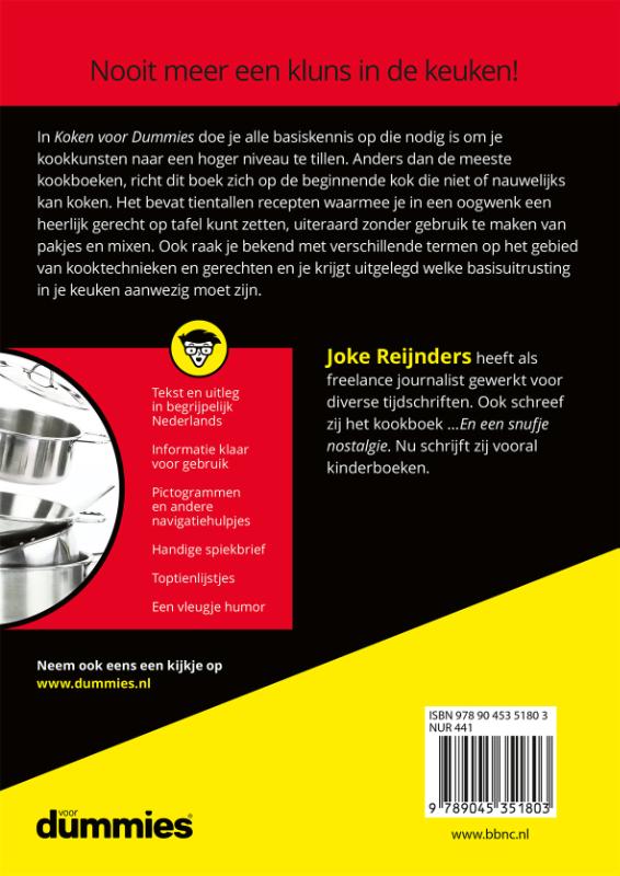 Achterkant van Koken voor Dummies