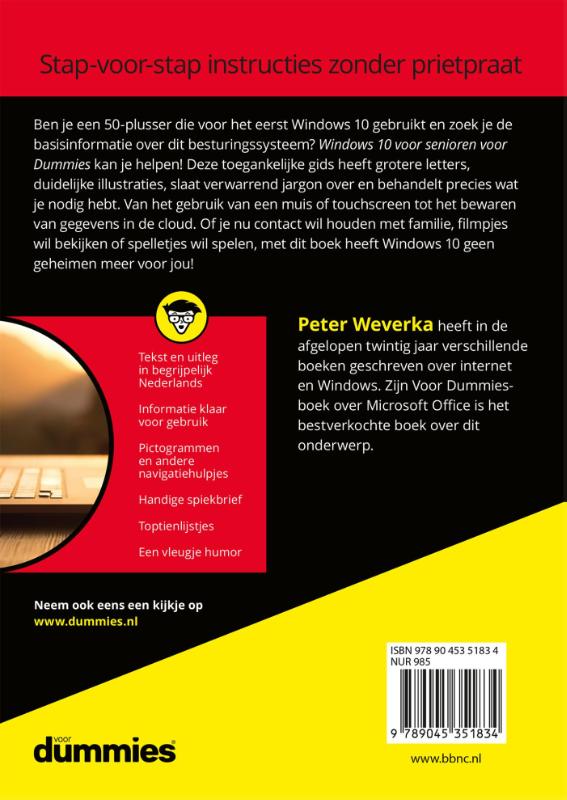 Achterkant van Windows 10 voor senioren voor Dummies