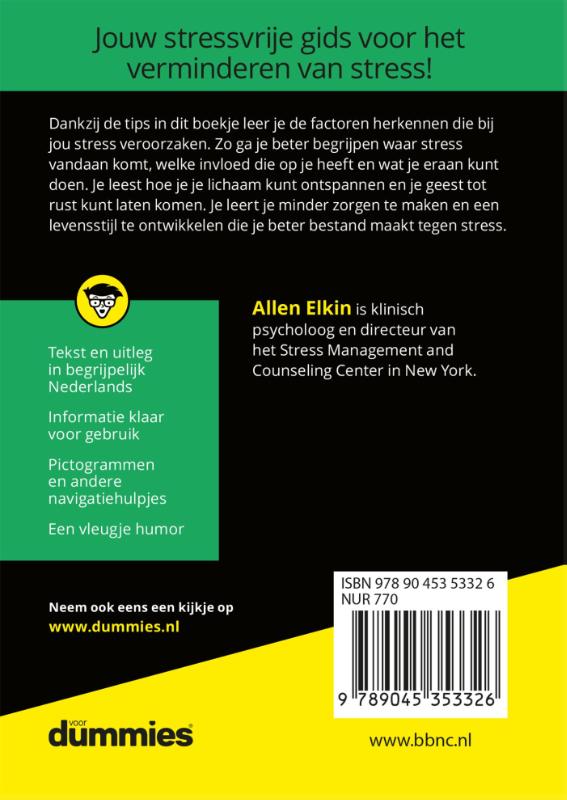 Achterkant van De kleine ontstressen voor Dummies