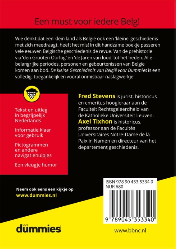 Achterkant van De kleine geschiedenis van België voor Dummies