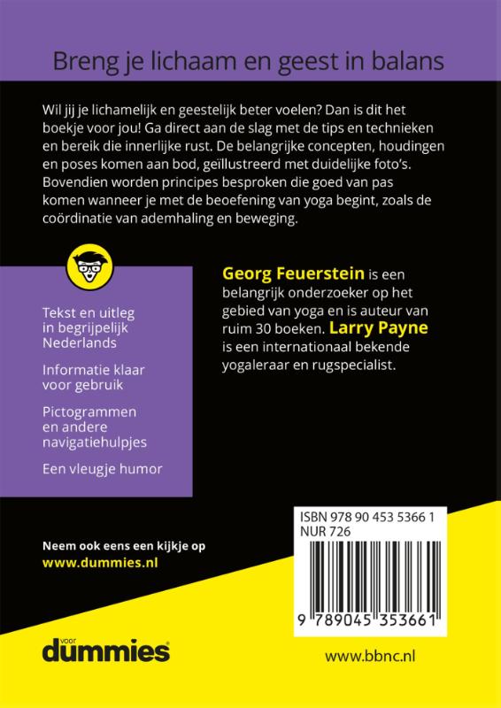 Achterkant van De kleine yoga voor Dummies
