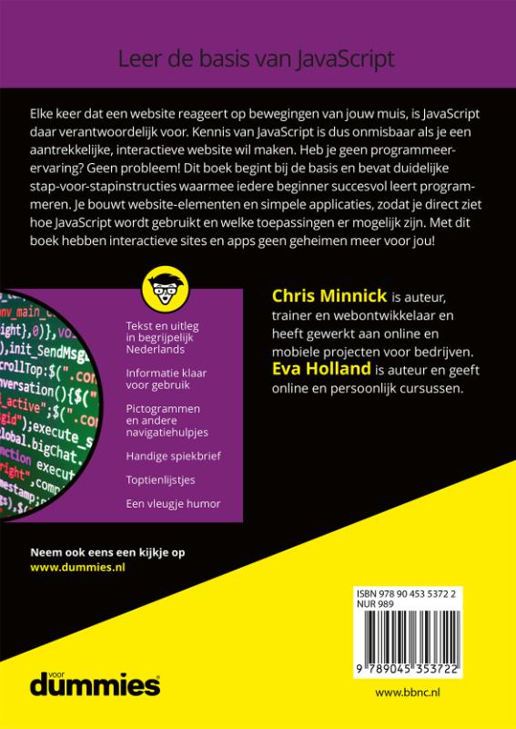 Achterkant van Programmeren met JavaScript voor Dummies