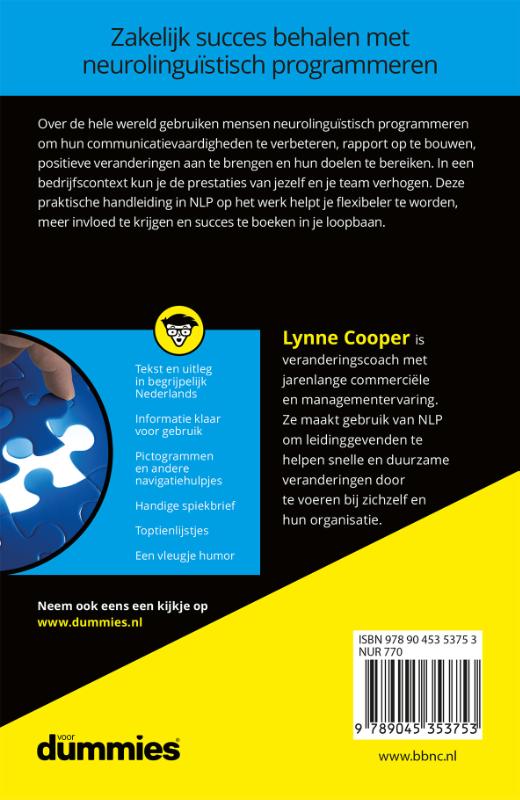 Achterkant van NLP op het werk voor Dummies
