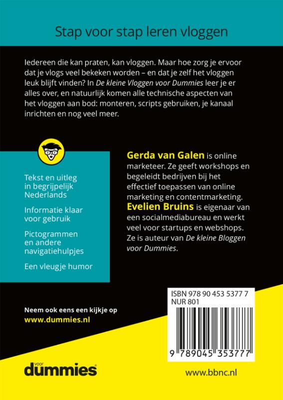 Achterkant van De kleine vloggen voor dummies